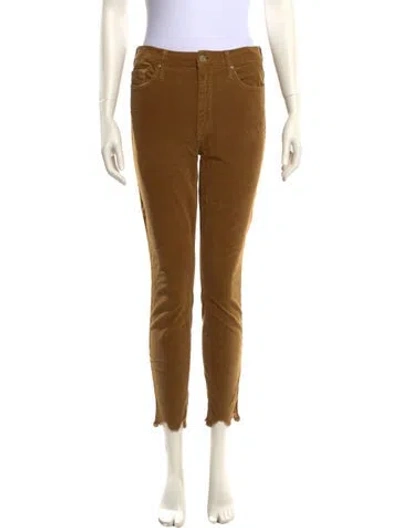 Pre-owned Mother Skinny Leg Pants In Yellow