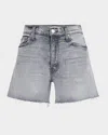 Mother Skipper Frayed Denim Shorts In Lets Ride