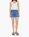 Mother Skipper Long Fray Short In Sunglass Strolling In Blue