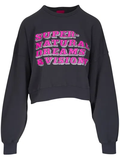 Mother The Winger Graphic Cotton Sweatshirt In Black