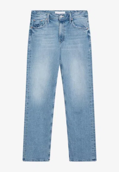 Mother Smarty Straight-leg Faded Jeans In Light Blue