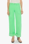 Mother Smoothie Carpenter Sneak Ankle Wide Leg Jeans In Green