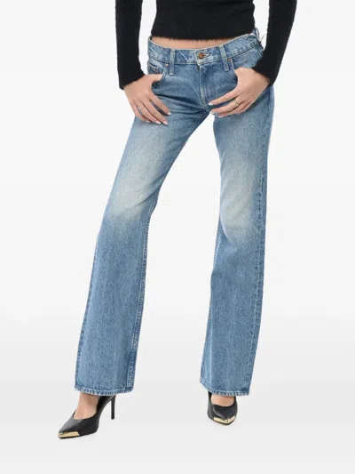Mother Snacks Low-rise Bootcut Jeans In Blue