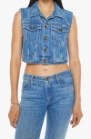 Shop Mother Snacks! The Chiclet Denim Crop Vest In Dine N Dash