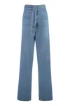 Mother Snacks! The Fold In Funnel Wide-leg Jeans In Denim