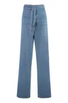 Mother Snacks! The Fold In Funnel Wide-leg Jeans In Navy