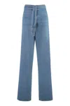 Mother Snacks! The Fold In Funnel Wide-leg Jeans In Navy