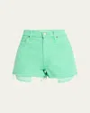 Mother The Fun Dip Micro Cut Shorts In Summer Green