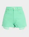 Mother The Fun Dip Micro Cut Shorts In Summer Green In Summer Green