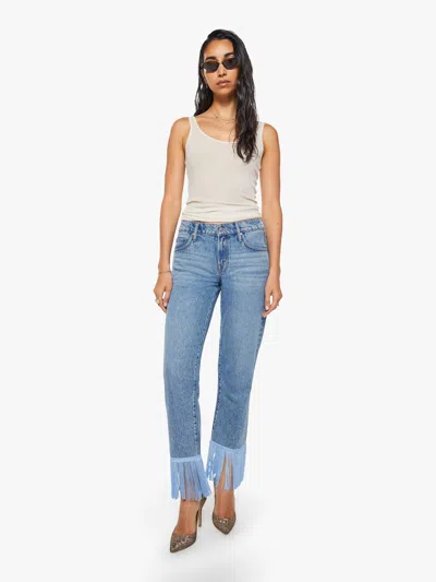 Mother The Relish Fringe Ankle Jeans In Blue