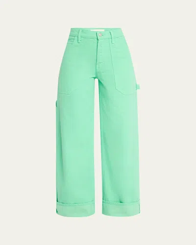 Mother Snacks! The Smoothie Carpenter Sneak Jeans In Green