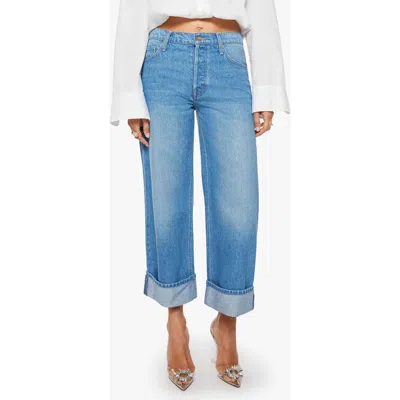 Mother Womens Secret Ingredient The Smoothie Crop Cuff Cotton-blend Denim Jeans In Blue
