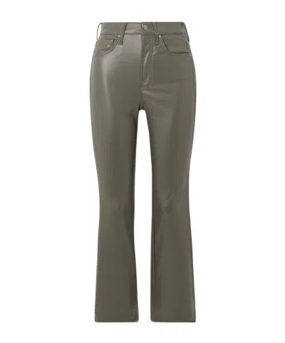 Mother Soft Faux Leather High-waisted Pants In Green