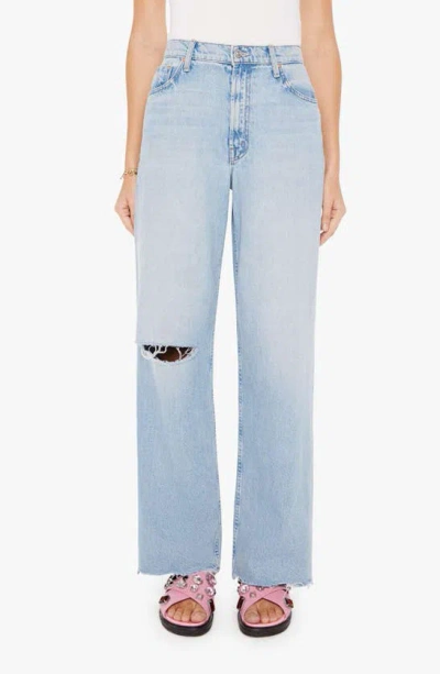 Mother Spinner Ripped High Waist Wide Leg Jeans In We Bounced