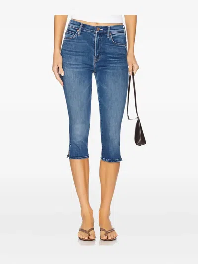 Mother Split-hem Denim Shorts In Brown