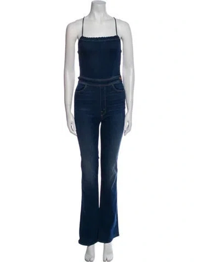 Pre-owned Mother Square Neckline Jumpsuit In Blue