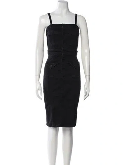 Pre-owned Mother Square Neckline Knee-length Dress In Black