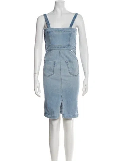 Pre-owned Mother Square Neckline Knee-length Dress In Blue