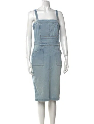 Pre-owned Mother Square Neckline Knee-length Dress In Blue
