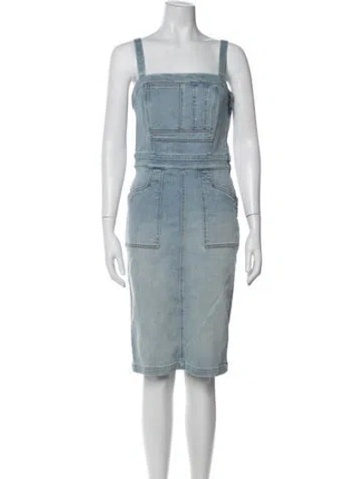 Pre-owned Mother Square Neckline Knee-length Dress In Blue