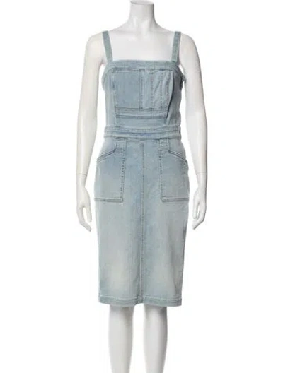 Pre-owned Mother Square Neckline Midi Length Dress In Blue