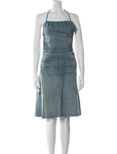 Pre-owned Mother Square Neckline Midi Length Dress In Blue