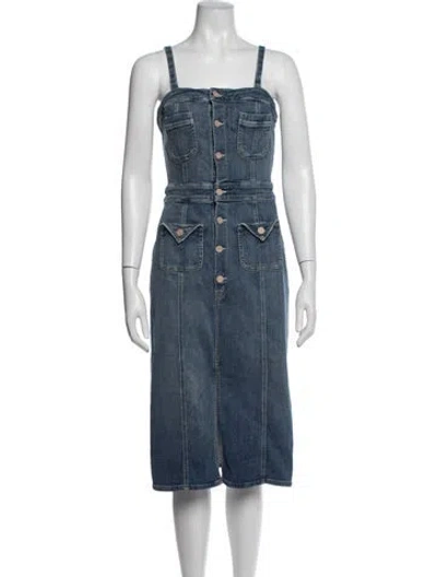 Pre-owned Mother Square Neckline Midi Length Dress In Blue