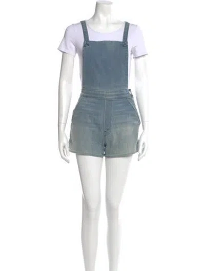 Pre-owned Mother Square Neckline Overalls In Blue