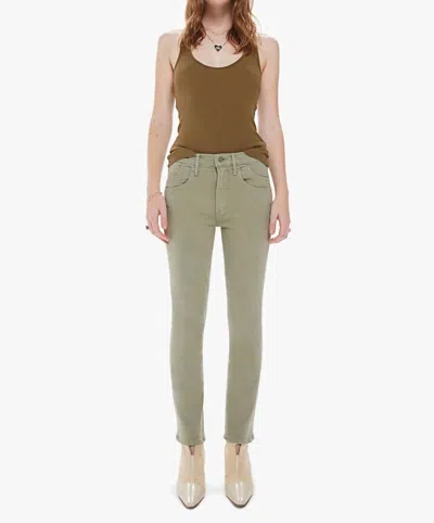 Mother Stash Mid Rise Dazzler Ankle Jeans In Oig Oil Green