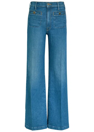 Mother Stasher Hustler Roller Wide-leg Jeans In Blue