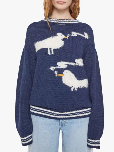 Mother Stoned Birds Jumper Top In Blue Multi