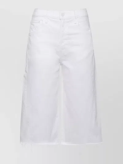 Mother Straight Bermuda Shorts Belt Loops Five Pockets In White