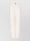 Mother Straight Cotton Blend Trousers With Five Pockets In White