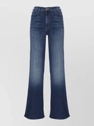 Mother Straight Cut Trousers Contrast Stitching Design In Blue