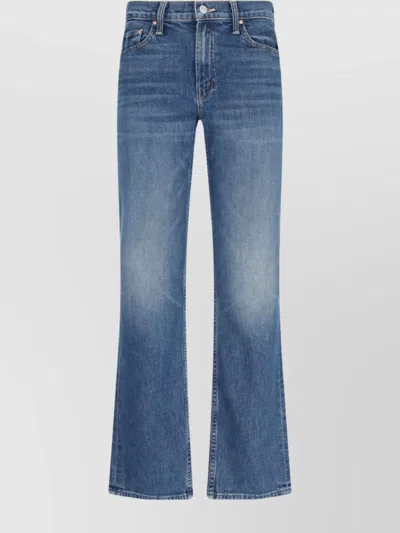 Mother Straight Denim Trousers Faded Wash In Blue