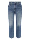 Mother Jeans The Rerun Zip Sneak With Belt Loops And Logo Embroidery On The Back In Blue Denim For Women In Blue