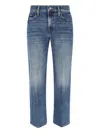 Mother Jeans The Rerun Zip Sneak With Belt Loops And Logo Embroidery On The Back In Blue Denim For Women In Blue