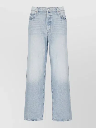 Mother Straight Leg Cotton Jeans Five Pocket In Blue