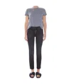 Mother Straight-leg Cropped Skinny Jeans In Washed Dark Black