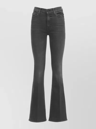 Mother Straight Leg Flared Denim Jeans Trousers In Gray