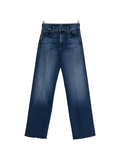 Mother Kick It Straight Jeans Faded Stitch Detail In Blue
