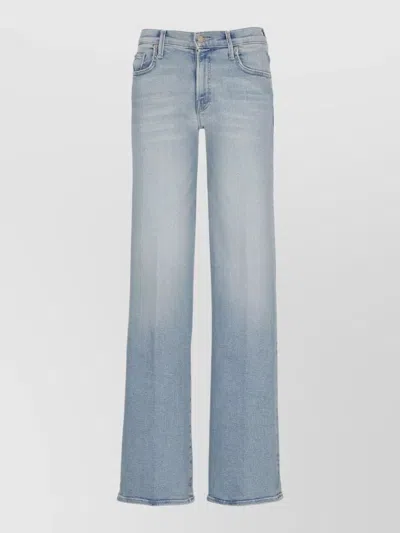 Mother Straight Leg Jeans Wide Cut Belt Loops In Blue