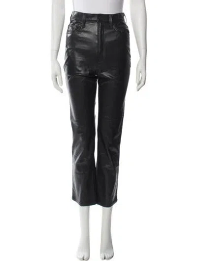 Pre-owned Mother Straight Leg Pants In Black
