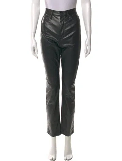 Pre-owned Mother Straight Leg Pants In Black
