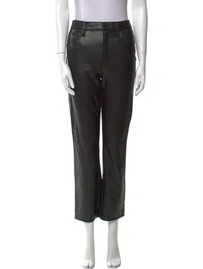 Pre-owned Mother Straight Leg Pants In Black