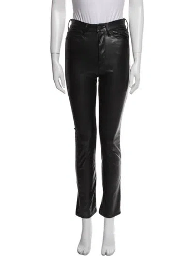 Pre-owned Mother Straight Leg Pants In Black