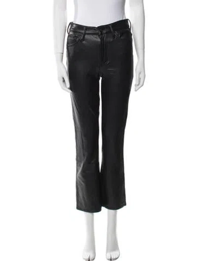 Pre-owned Mother Straight Leg Pants In Black