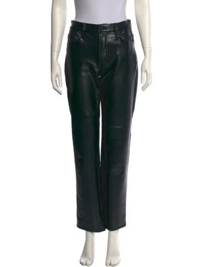 Pre-owned Mother Straight Leg Pants In Black