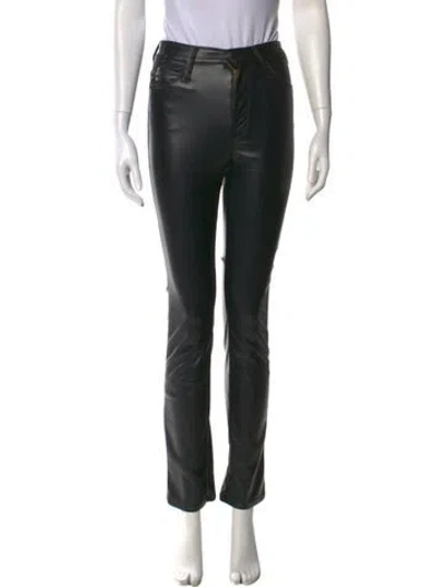 Pre-owned Mother Straight Leg Pants In Black