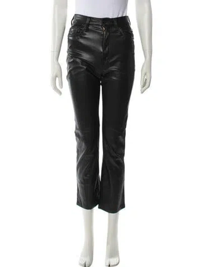 Pre-owned Mother Straight Leg Pants In Black